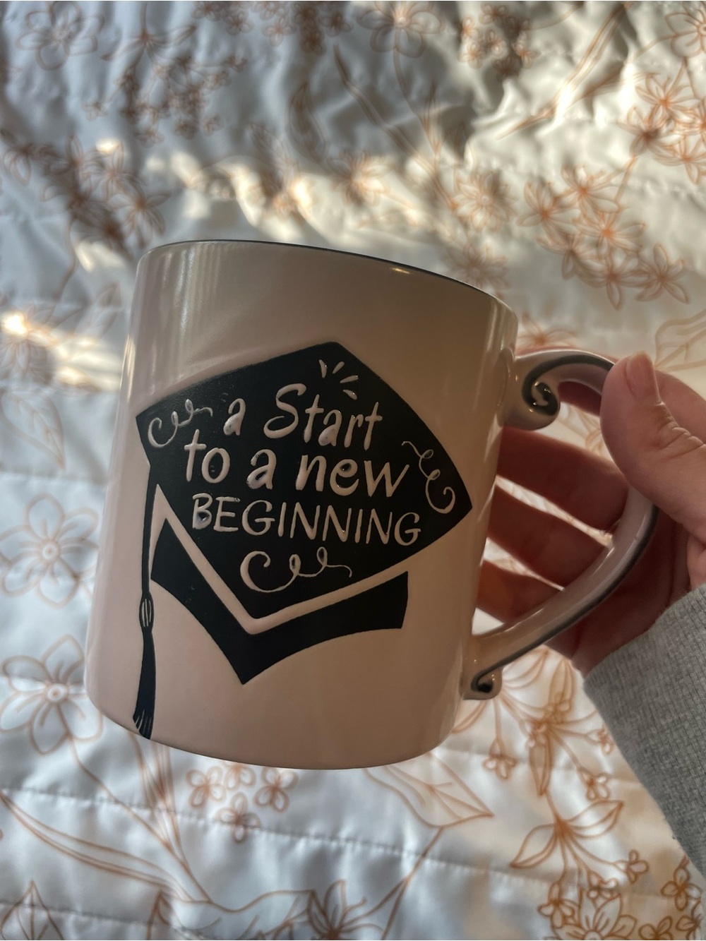 Graduation Ceramic Mug - Beige "A Start to a New Beginning"
